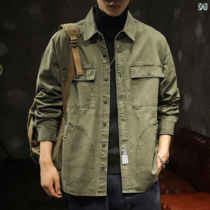 メンズ 男性用 ファッション オシャレ シンプル 大人 かっこいい ストリート ヒップホップ HipHop ミリタリースタイル ワークジャケット 春 アメリカンン ヘビー ハンティング ジャケット