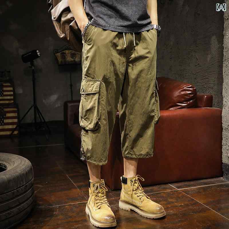 メンズ 成人男性用 流行り物 オシャレ 分かりやすい 成年者 かっこいい 表どおり 御居処跳ねる HipHop アメリカン 夏 薄っぺら 二分の一丈 内燃機関地絹 ゆったり 馬鹿でかい大きさ 心地好い ズボン下 速乾