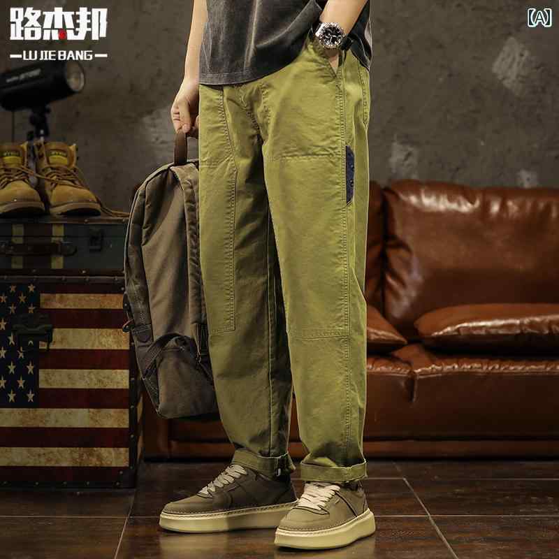 メンズ 男性用 ファッション オシャレ シンプル 大人 かっこいい ストリート ヒップホップ HipHop アメリカン アーミー グリーン カーキ ストレート レッグ ロール レッグ スリム カジュアル パンツ 6,804円