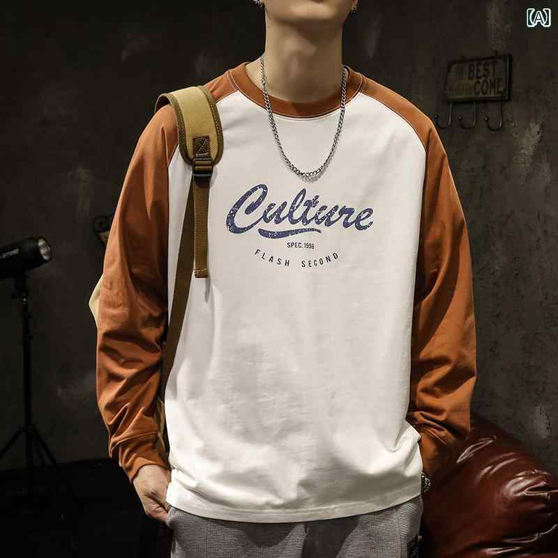 メンズ 成人男性用 流行り物 オシャレ 分かりやすい 成年者 かっこいい 表どおり 御居処跳ねる HipHop アメリカンン 長袖 T プルオーバー 秋 ゆったり 馬鹿でかい大きさ 心地好い 運動競技 ラウンド素っ首 とっ始め