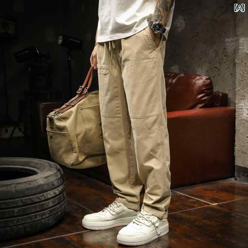 メンズ 男性用 ファッション オシャレ シンプル 大人 かっこいい ストリート ヒップホップ HipHop アメリカン レトロ ハイ ストリート カジュアル スポーツ パンツ 春秋 ストレート パンツ