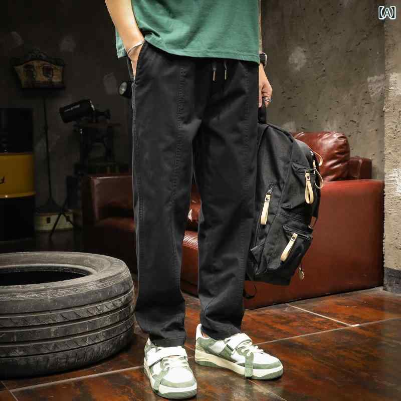 メンズ 男性用 ファッション オシャレ シンプル 大人 かっこいい ストリート ヒップホップ HipHop コットン カジュアル パンツ 春 秋 スポーツ ストレート アメリカン リート 秋 ワークウェア 長ズボン