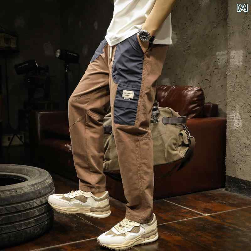 メンズ 男性用 ファッション オシャレ シンプル 大人 かっこいい ストリート ヒップホップ HipHop ワークカジュアルパンツ 秋 ゆったり 大きいサイズ ストレート スポーツ パンツ ロング パンツ｜リコット