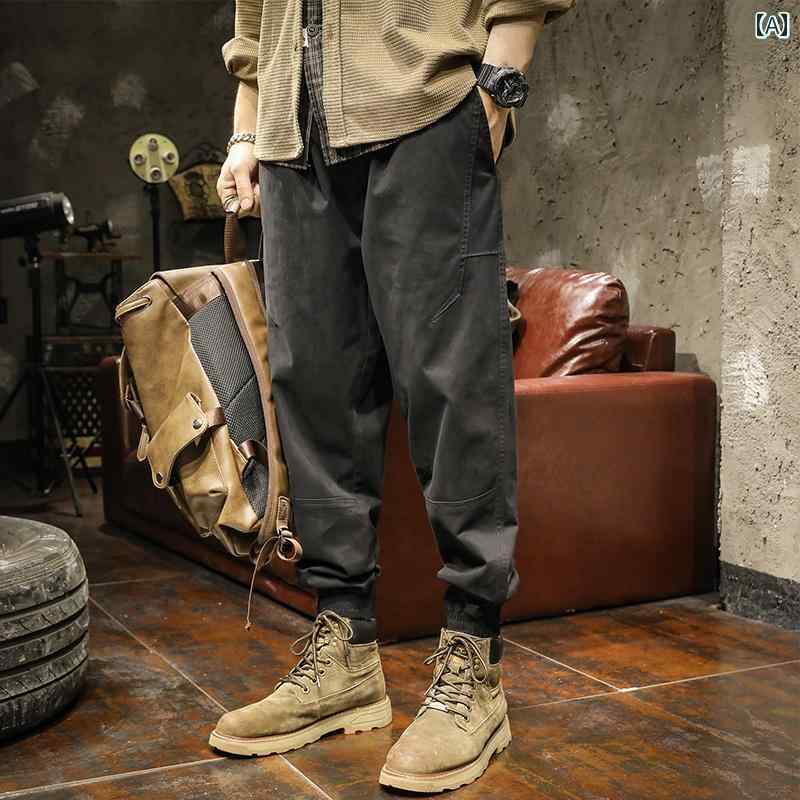 メンズ 男性用 ファッション オシャレ シンプル 大人 かっこいい ストリート ヒップホップ HipHop アメリカン ハイ ストリート ワークパンツ 秋 カジュアル ルーズ ハーレム パンツ