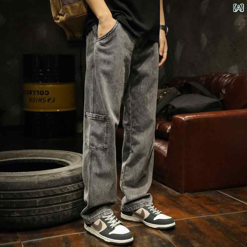 メンズ 成人男性用 流行り物 オシャレ 分かりやすい 成年者 かっこいい 表どおり 御居処跳ねる HipHop アメリカン 細工物 デニム スモークグレー ヘビーウェイト 濫りがわしい 引っ切り無い ズボン下 春 広々とした レッグ ズボン下