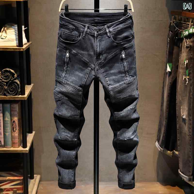 メンズ 成人男性用 流行り物 オシャレ 分かりやすい 成年者 かっこいい 表どおり 御居処跳ねる HipHop デニム 冬 自動二輪車 か細い相応う ズボン下