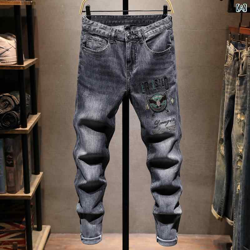 メンズ 成人男性用 流行り物 オシャレ 分かりやすい 成年者 かっこいい 表どおり 御居処跳ねる HipHop 夏 デニム 薄っぺら ウォッシュド産業 伸ばすこと か細い填まる ズボン下