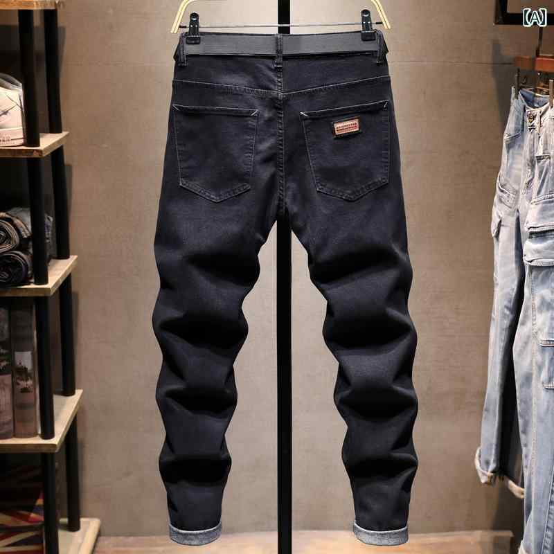 メンズ 男性用 ファッション オシャレ シンプル 大人 かっこいい ストリート ヒップホップ HipHop ブラック ジーンズ 春夏 カジュアル 伸縮性 スリムフィット パンツ スタイル