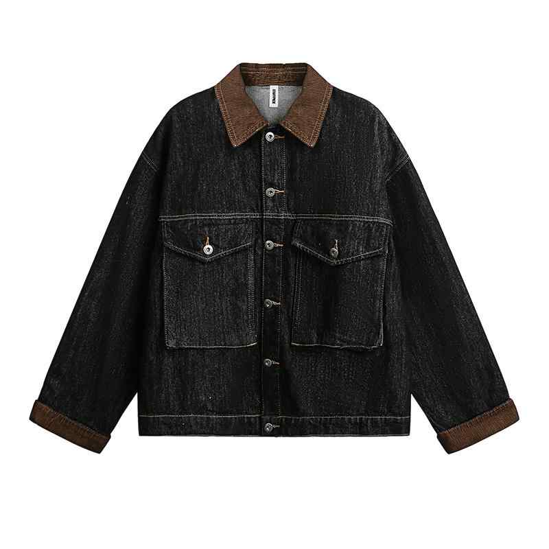 メンズ 流行り物 服 用 オシャレ 分かりやすい 成年者 かっこいい 馬鹿でかい大きさ 表どおり 成人男性服 レトロ コール天 ジーンズ 上衣 ウォッシュ 細工物