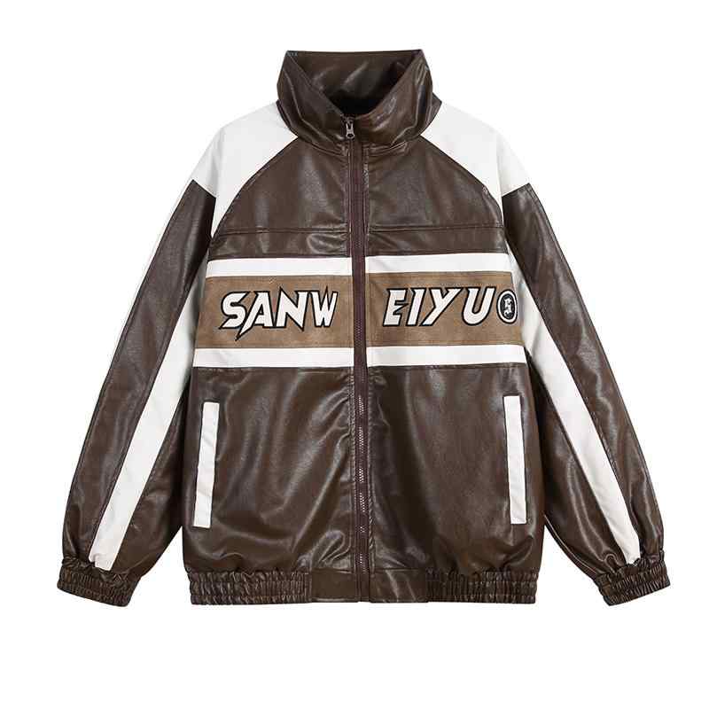 メンズ 流行り物 服 用 オシャレ 分かりやすい 成年者 かっこいい 馬鹿でかい大きさ 表どおり 成人男性服 アメリカン レトロ 色つや 編み目 自動自転車 上衣 PUなめし革 好いたらしい