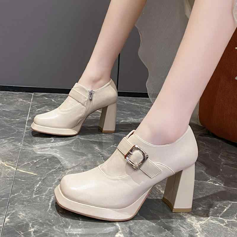 レディース シューズ 靴 ブーツ パンプス サンダル オシャレ 小物 アイテム EUサイズ表記 ハイヒール 女性用 厚手 ヒール スクエアトゥ メアリージェーン シューズ |リコット