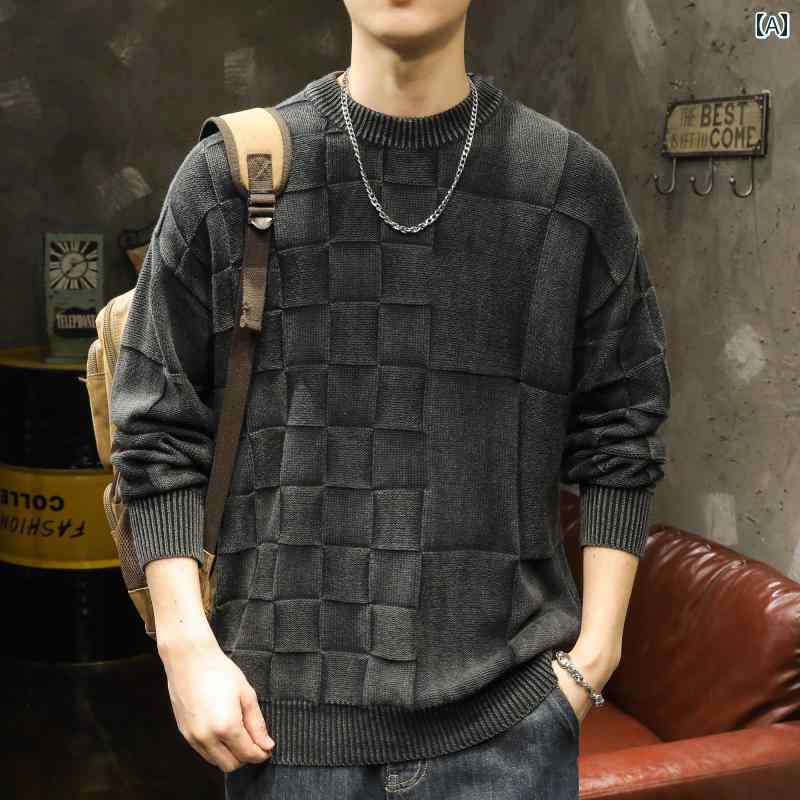 メンズ 成人男性用 流行り物 オシャレ 分かりやすい 成年者 かっこいい 表どおり 御居処跳ねる HipHop アメリカン 甚だしい 60 レトロ プルオーバー 秋 冬ラウンドのど頚  プルオーバー 朦々たる 下穿き毛糸 プルオーバー