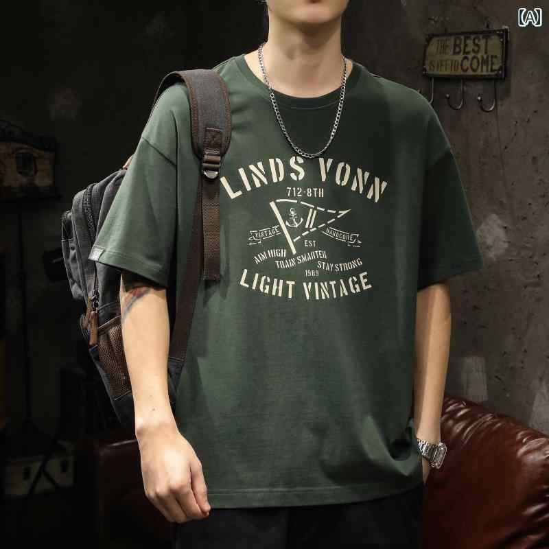 メンズ 男性用 ファッション オシャレ シンプル 大人 かっこいい ストリート ヒップホップ HipHop アメリカンン ハイ ストリート ヘビーウェイト T シャツ 夏 半袖 ピュアコットン プリント ルーズ 大きいサイズ 半袖 T シャツ 6,451円