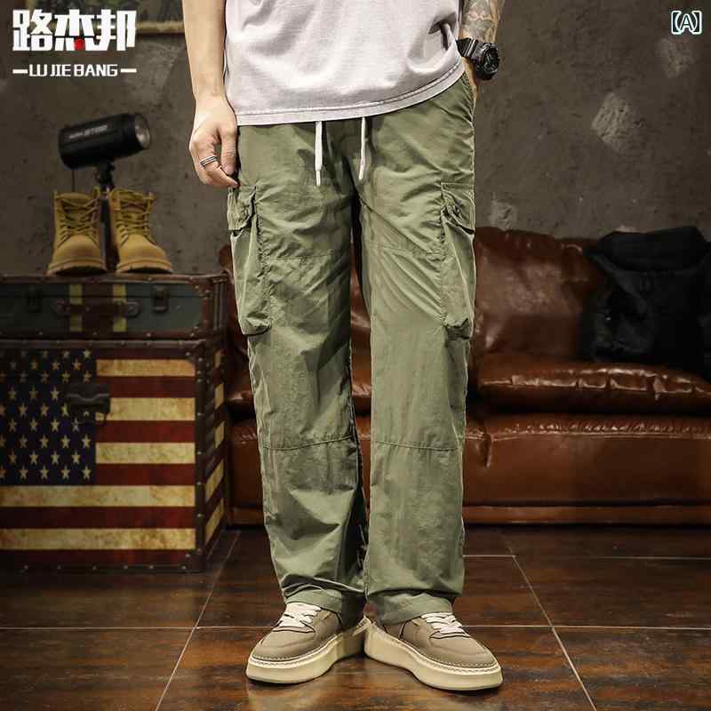 メンズ 成人男性用 流行り物 オシャレ 分かりやすい 成年者 かっこいい 表どおり 御居処跳ねる HipHop アーミーグリーン アメリカンン 表どおり 濫りがわしい 広広とした レッグ マルチ 衣嚢 伸ばすこと ズボン下 心地よい ズボン下 レトロ 気が大きい大きさ