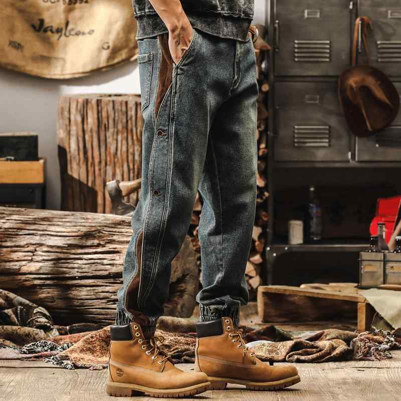 秋 冬 メンズ 服 分かりやすい 流行り物 オシャレ 成年者 かっこいい 途轍も無い大きさ 表どおり 成人男性服 アメリカン レトロ デニム 秋 細工物御召しもの ズボン下 ズボン 心地よい