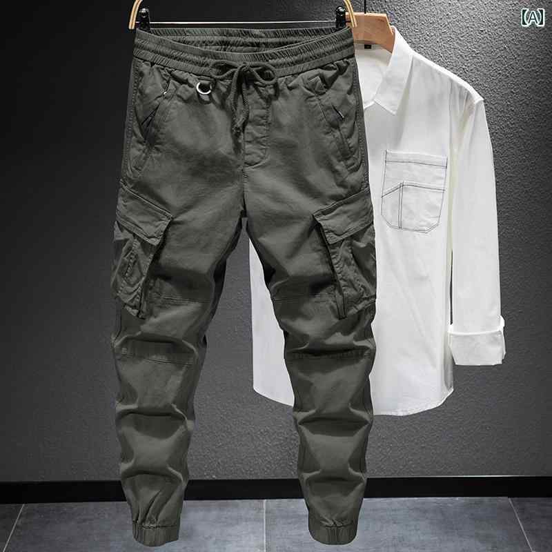 メンズ 男性用 ファッション オシャレ シンプル 大人 かっこいい ストリート ヒップホップ HipHop 登山 ルーズ レッグ タイ アメリカンン マルチ ポケット パンツ アウトドア カジュアル パンツ
