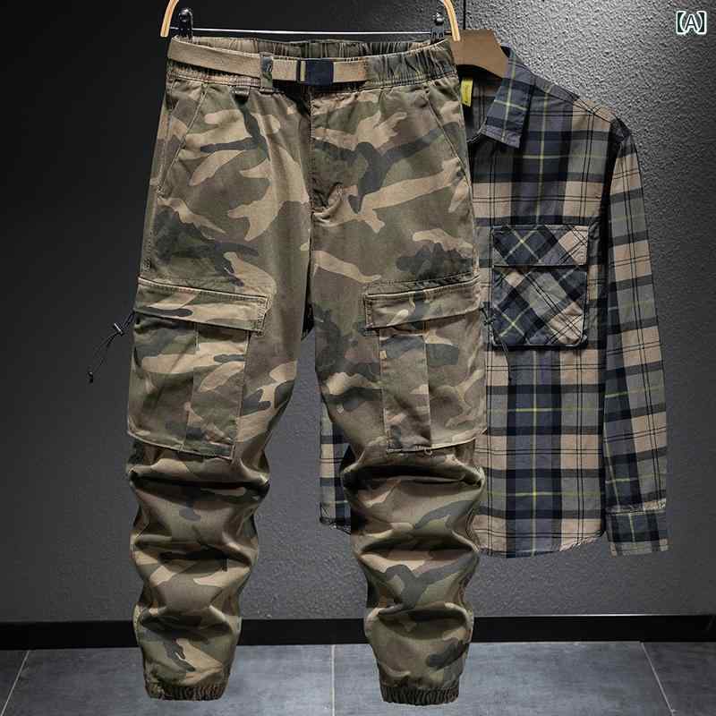 メンズ 男性用 ファッション オシャレ シンプル 大人 かっこいい ストリート ヒップホップ HipHop アメリカンン レトロ 迷彩 春 アウトドア 登山 タクティカル マルチ ポケット カジュアル パンツ