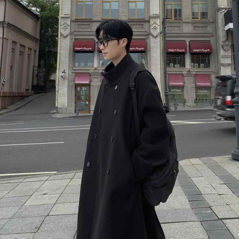 秋　冬 メンズ 服 シンプル ファッション オシャレ 大人 かっこいい 大きいサイズ ストリート 紳士服 ウインドブレーカー 秋　冬 ハイエンド クレリック コート ウール