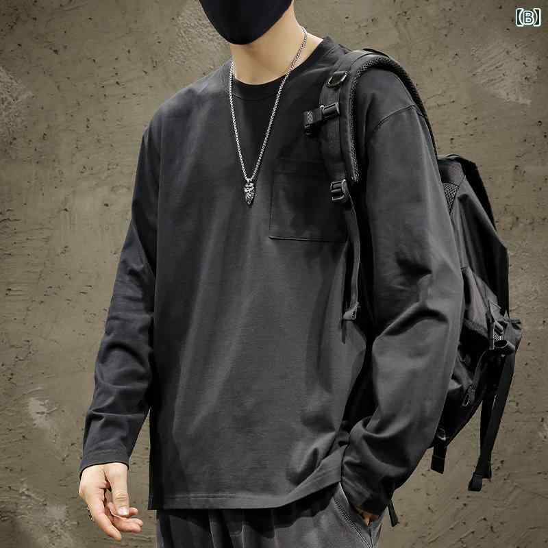 メンズ 男性用 ファッション オシャレ シンプル 大人 かっこいい ストリート ヒップホップ HipHop レトロ 綿 コットン 長袖 T シャツ 春 ルーズ 大きいサイズ ラウンドネック トップ 白 ボトム シャツ 6,146円