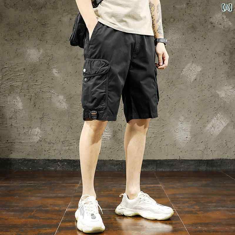 メンズ 男性用 ファッション オシャレ シンプル 大人 かっこいい ストリート ヒップホップ HipHop カーゴ ショーツ スタイル 夏 薄手 ゆったり 通気性 カジュアル アウター ハーフ パンツ