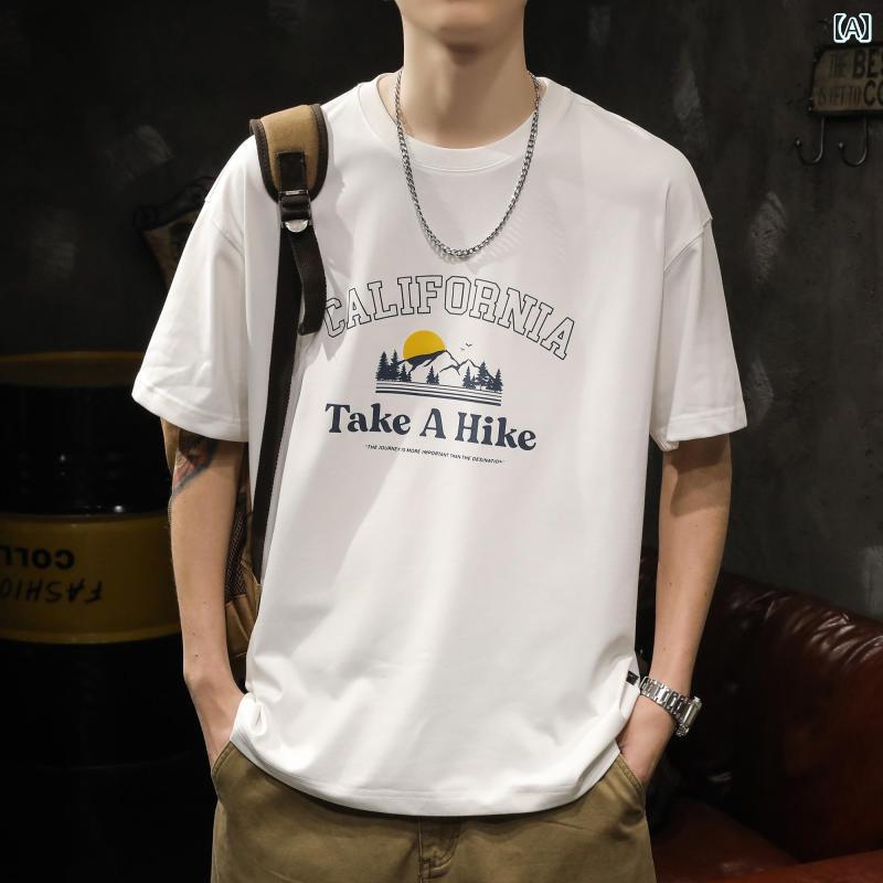 メンズ 男性用 ファッション オシャレ シンプル 大人 かっこいい ストリート ヒップホップ HipHop 夏 T シャツ 半袖 アメリカンン ゆったり 大きいサイズ 半袖 トップス