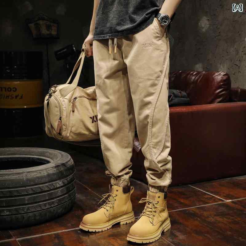 メンズ 男性用 ファッション オシャレ シンプル 大人 かっこいい ストリート ヒップホップ HipHop アメリカンン 厚手 綿 コットン アミ カーキ カジュアル パンツ 春秋 ゆったり 大きいサイズ｜リコット