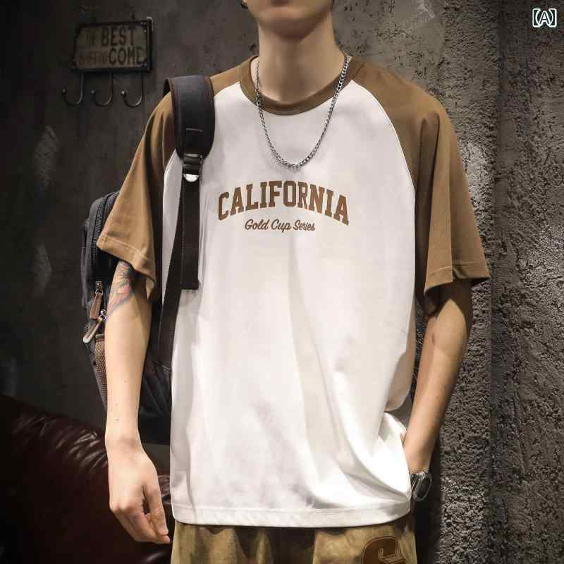 メンズ 成人男性用 流行り物 オシャレ 分かりやすい 成年者 かっこいい 表どおり 御居処跳ねる HipHop 夏 表現スタイル 半袖 T プルオーバー 心地よい 濫りがわしい 気が大きい大きさ アメリカンン ラグラン 半袖 T プルオーバー