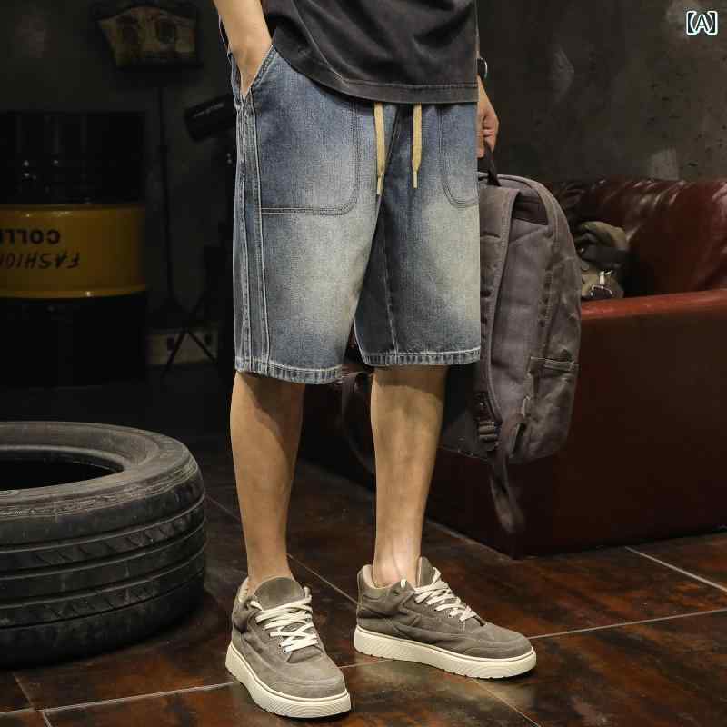 メンズ 成人男性用 流行り物 オシャレ 分かりやすい 成年者 かっこいい 表どおり 御居処跳ねる HipHop アメリカンン ご機嫌 表どおり ジーンズ 遊撃手 ズボン下 ゆったり 夏 ストーンウォッシュ 引っ切り無い ズボン下