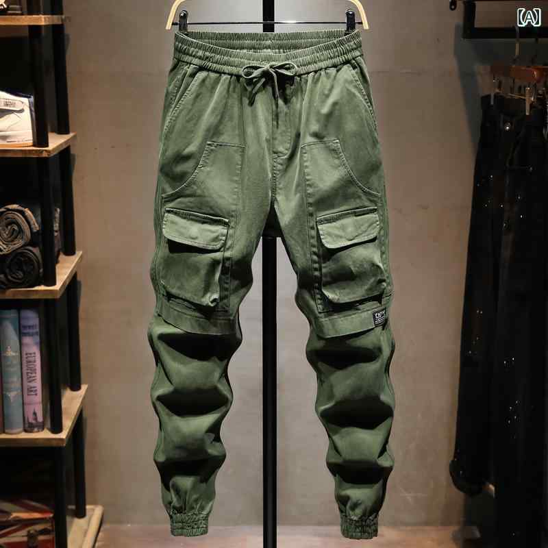 メンズ 男性用 ファッション オシャレ シンプル 大人 かっこいい ストリート ヒップホップ HipHop カジュアル ワークウェア パンツ 秋 ルーズ コットン パンツ スタイル