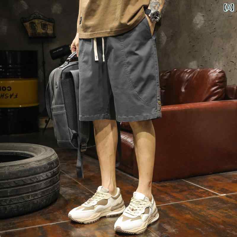 メンズ 男性用 ファッション オシャレ シンプル 大人 かっこいい ストリート ヒップホップ HipHop アメリカンン 綿 コットン ワーク パンツ 夏 ゆったり 大きいサイズ ハーフ カジュアル ミッド パンツ