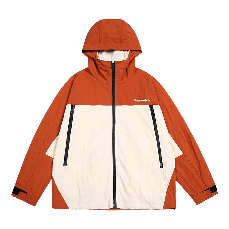 メンズ ファッション 服 用 オシャレ シンプル 大人 かっこいい 大きいサイズ ストリート 紳士服 カラーステッチ 機能的 ウインド ジャケット レトロ マウンテン アウトドア フード付き ジャケット
