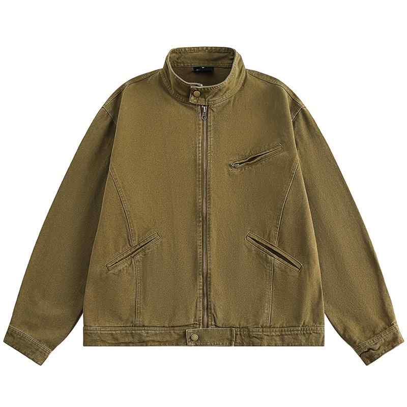 メンズ ファッション 服 用 オシャレ シンプル 大人 かっこいい 大きいサイズ ストリート 紳士服 ヘビーデューティ キャンバス ジャケット アメリカン ストリート クリーン フィット スタンドカラー ワーク｜リコット