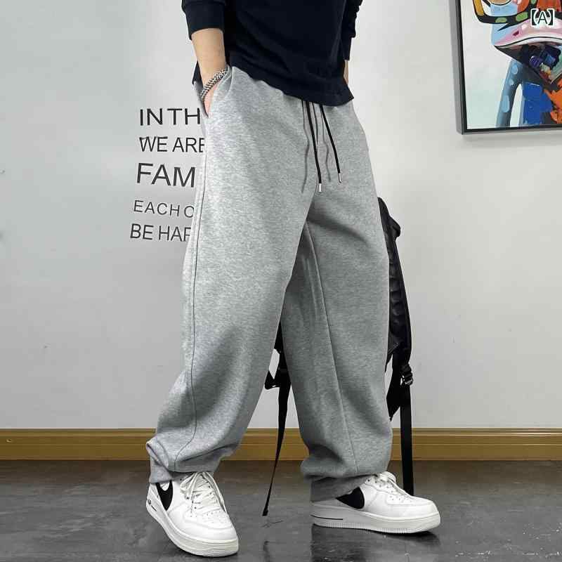 メンズ 男性用 ファッション オシャレ シンプル 大人 かっこいい ストリート ヒップホップ HipHop アメカジ 春秋 ニット スウェット パンツ ゆったり シンプル ドレープ スポーツ ストレート パンツ