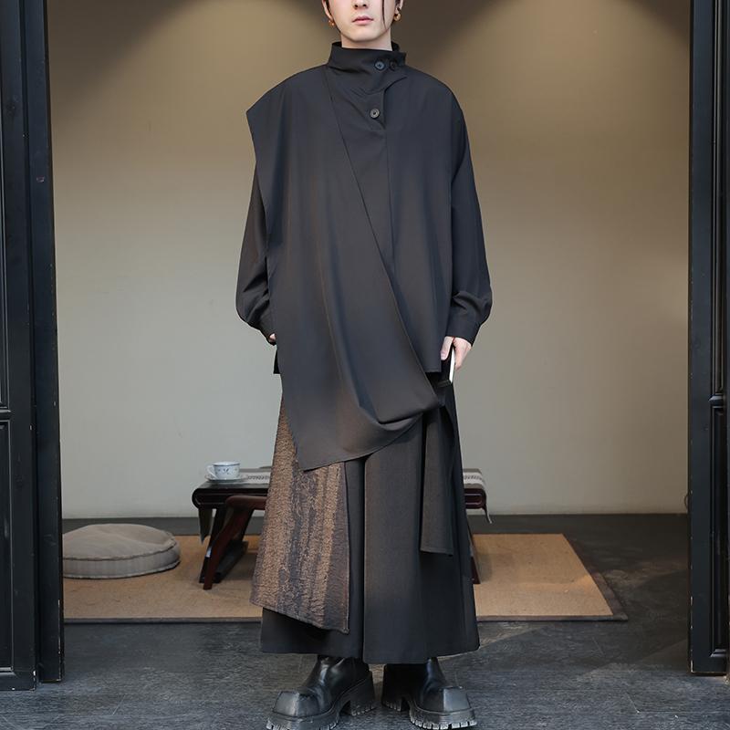 アジアンテイスト御召しもの メンズ 流行り物 服 用 オシャレ 分かりやすい 成年者 かっこいい 途轍も無い大きさ 表どおり 成人男性服 二分の一 ハイネック 長袖 プルオーバー 照明ランプ色合い いの一番 ズボン下 背広