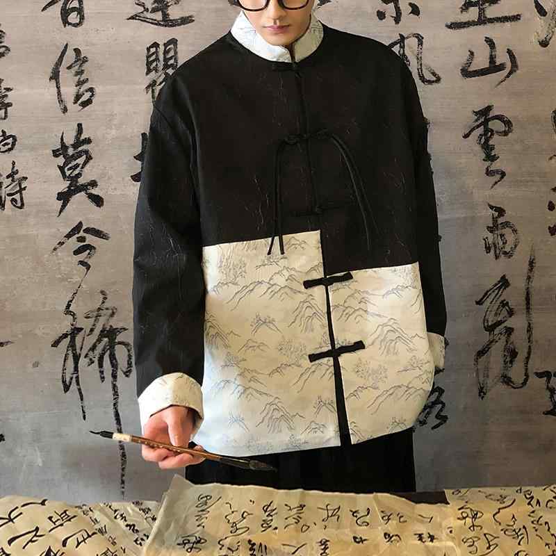 アジアンテイスト 衣装 メンズ ファッション 服 用 オシャレ シンプル 大人 かっこいい 大きいサイズ ストリート 紳士服 ジャケット ステッチ ボタン スーツ 民族風