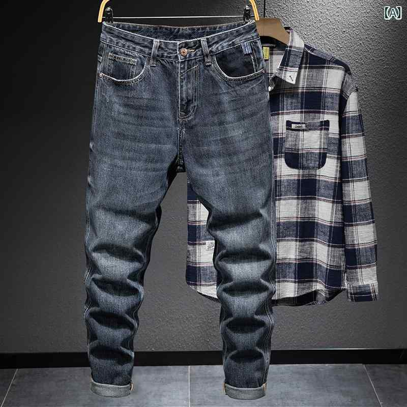 メンズ 男性用 ファッション オシャレ シンプル 大人 かっこいい ストリート ヒップホップ HipHop アメリカンン レトロ ウォッシュ ジーンズ ハイ ストリート ストレート 春秋 カジュアル パンツ