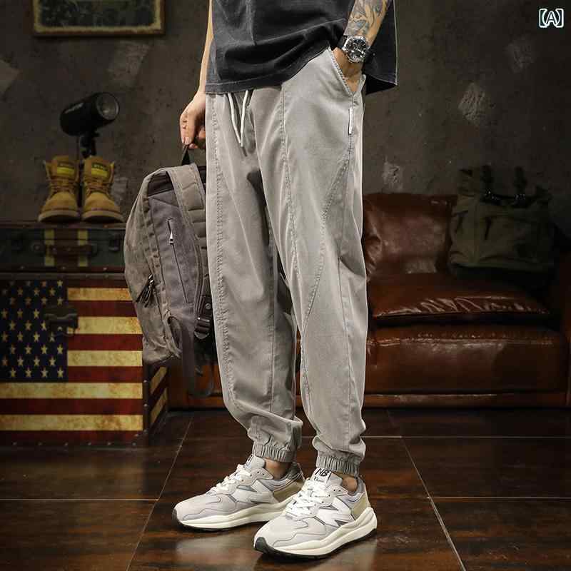 メンズ 男性用 ファッション オシャレ シンプル 大人 かっこいい ストリート ヒップホップ HipHop 夏 薄型 カジュアル パンツ ルーズ スポーツ パンツ ソフト ハーレム タイトパンツ