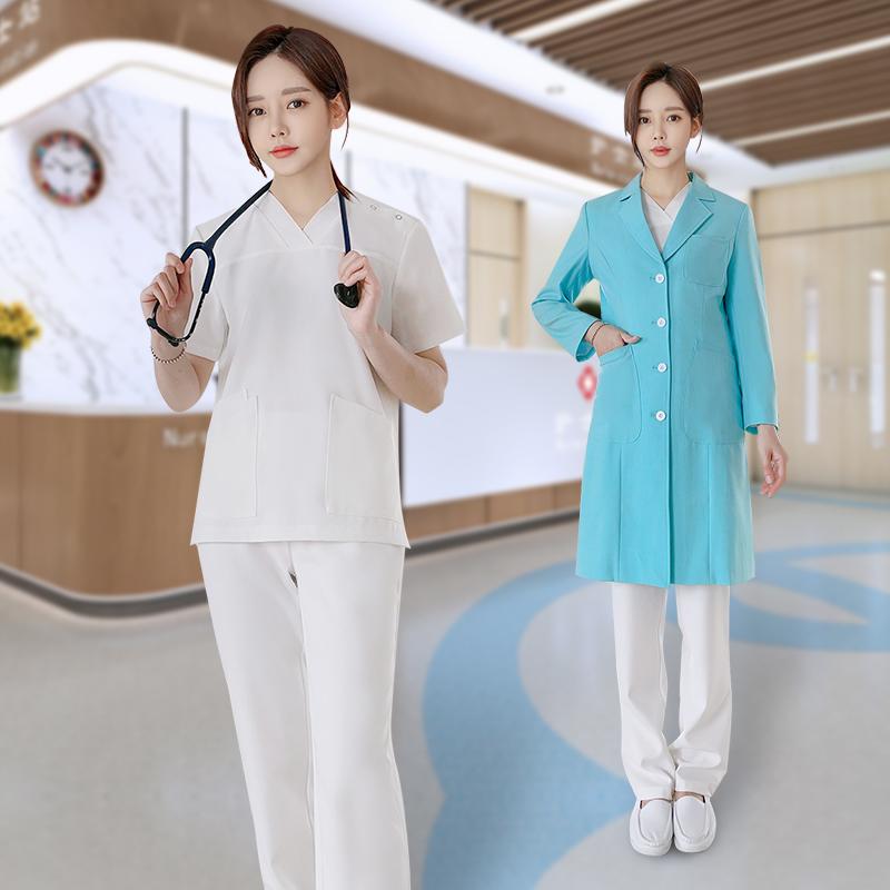 レディース ファッション 業務 ユニフォーム 制服 コスプレ衣装 韓国スタイル 服 看護師 衣装 スーツ 歯科 医療関係 衣装 青 白 コート 7,347円