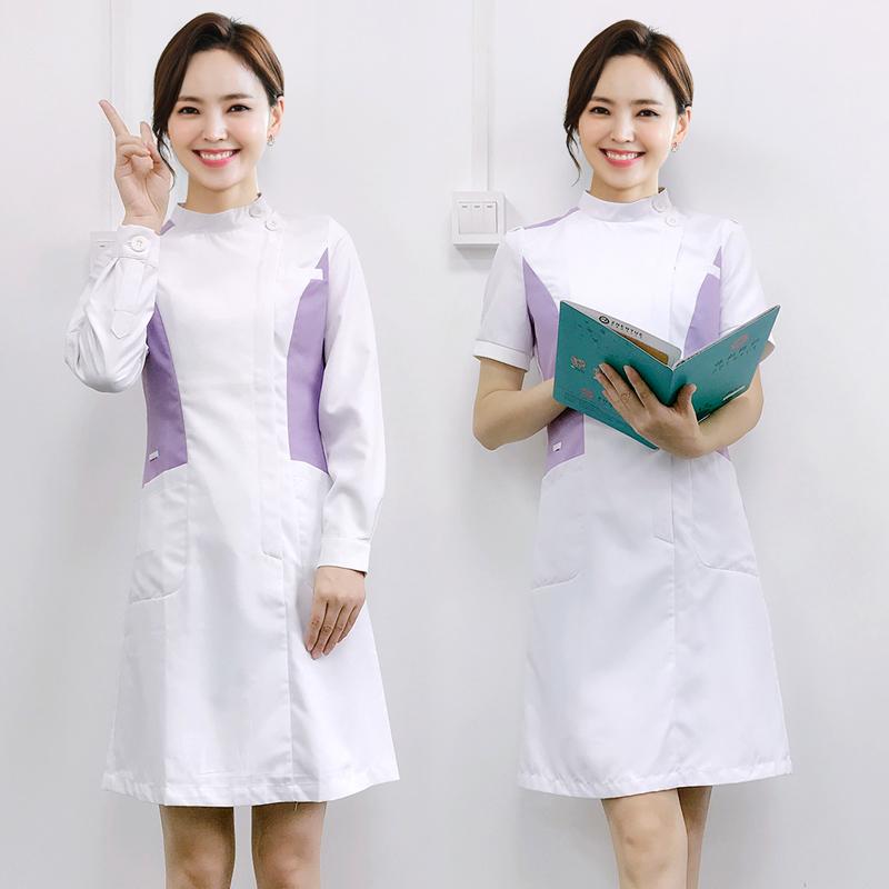 レディース 流行り物 御役目 制服 ユニフォーム コスプレお召しもの  韓国表現スタイル 口 ハイエンド 服 照明ランプ色合い 白衣の天使 制服 長袖 美容顔触れ 看護 ホスピタル 向こう正面 事務机