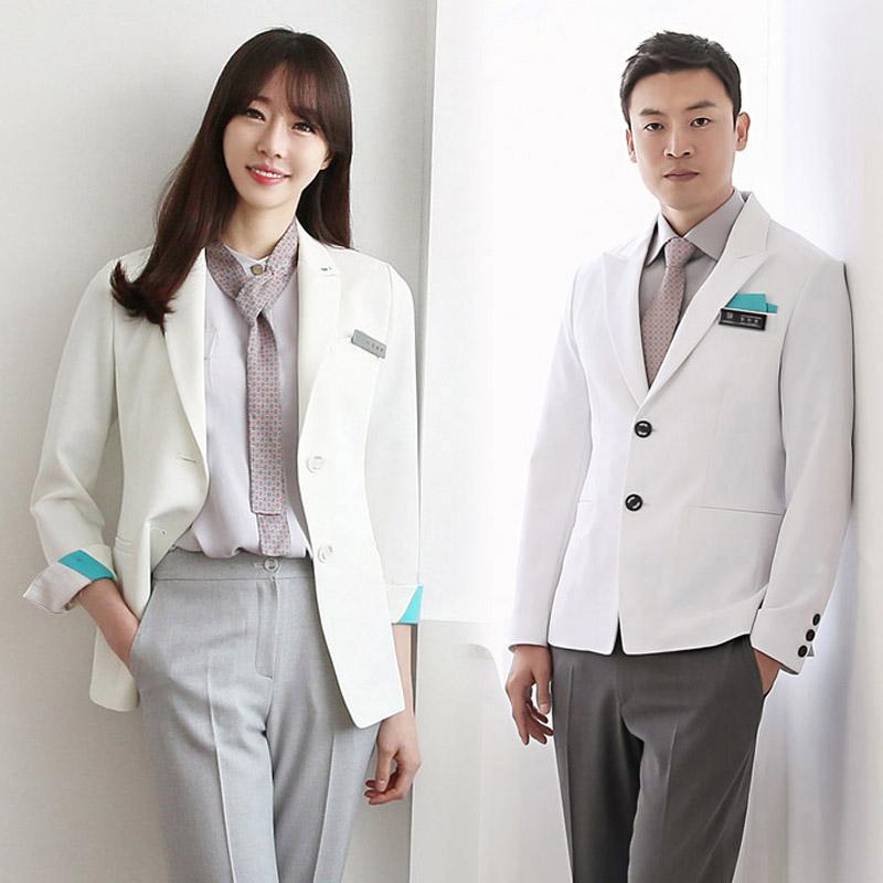 レディース ファッション 業務 ユニフォーム 制服 コスプレ衣装 韓国スタイル 医師 ハイエンド 病院 白 半袖 服 男女 整形 外科 コンサルタント 美容 ジャケット
