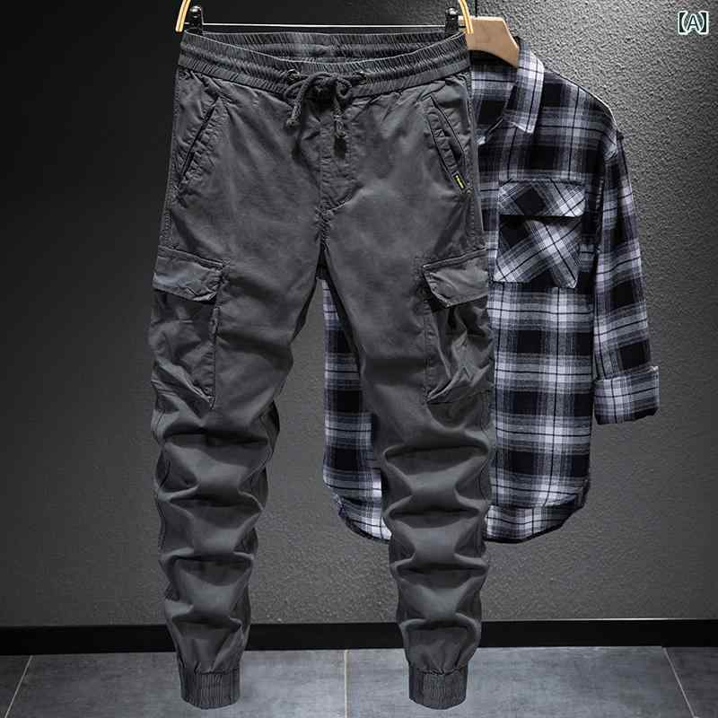 メンズ 男性用 ファッション オシャレ シンプル 大人 かっこいい ストリート ヒップホップ HipHop アメリカンンン ルーズ レッグ カジュアル パンツ 春秋 アウトドア マルチ バッグ パンツ
