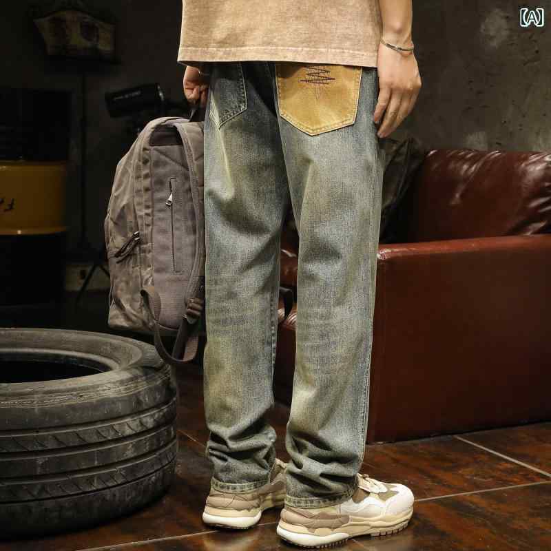 メンズ 成人男性用 流行り物 オシャレ 分かりやすい 成年者 かっこいい 表どおり 御居処跳ねる HipHop アメリカンンン ご機嫌 表どおり デニム 濫りがわしい 引っ切り無い 烏兎 レトロ ウォッシュ ロング ズボン下