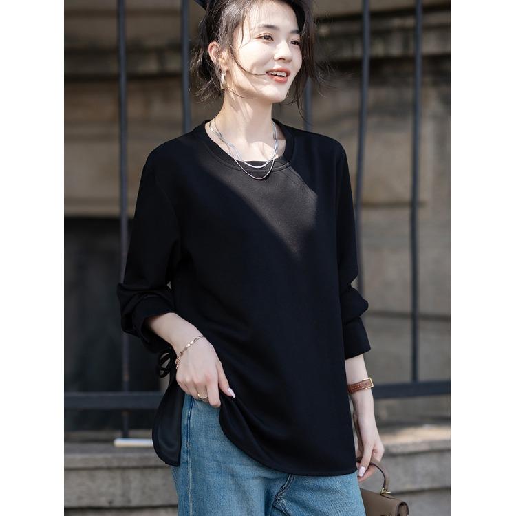 春 コーデ レディース ファッション オシャレ カワイイ シンプル きれいめ ナチュラル 上品カジュアル 婦人服 ラウンドネック Tシャツ ゆったり インナーウェア