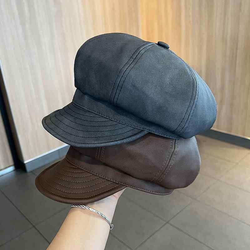 春 コーデ オシャレ 小物 アイテム レディース つば有り 帽子 キャップ 革 八角形 レトロ ベレー帽 ハット 4,537円