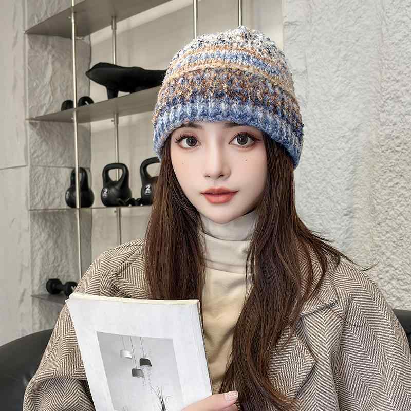 春 コーデ オシャレ 小物 アイテム レディース カラー ウール グラデーション ニット帽 キャップ 秋冬 カップル 耳保護