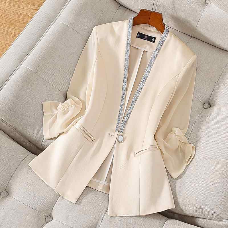 春 コーデ レディース ファッション オシャレ カワイイ シンプル きれいめ ナチュラル 上品カジュアル 婦人服 カラー スーツ ジャケット 夏 薄手 七分袖 カジュアル 大きいサイズ ハイエンド |リコット