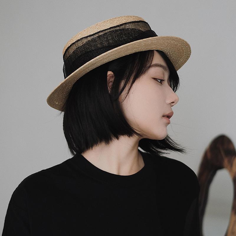 春 コーデ オシャレ 小物 アイテム レディース 麦わら帽子　麻　装飾　フラット　つば有り　帽子　キャップ　夏