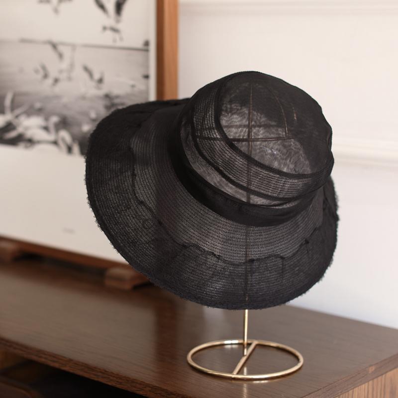 春 コーデ オシャレ 小物 アイテム レディース バロネス　レース　ミッド　サンハット　バケットハット　夏　オール　ブラック
