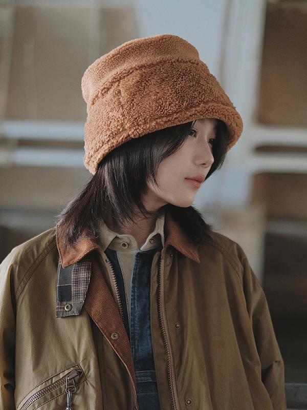 春 コーデ オシャレ 小物 品目 レディース 和柄 作り物 子ヒツジ 羊毛 フィッシャーマンハット 井戸釣瓶かぶり笠 折り返し 乗り組み員