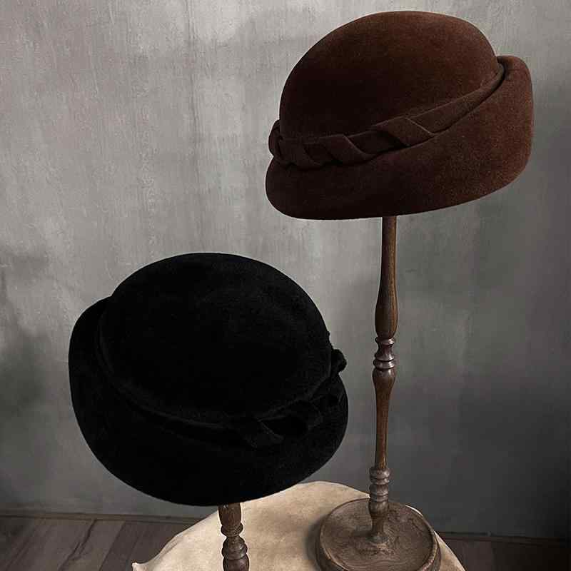 春 コーデ オシャレ 小物 アイテム レディース ヴィンテージ フェルト つば有り 帽子 キャップ ピルボックス ハット |リコット